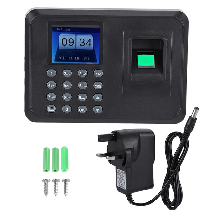 2,4 inch TFT LCD Scherm Vingerafdruk Tijdklok Aanwezigheidsmachine Recorder Stekker gray