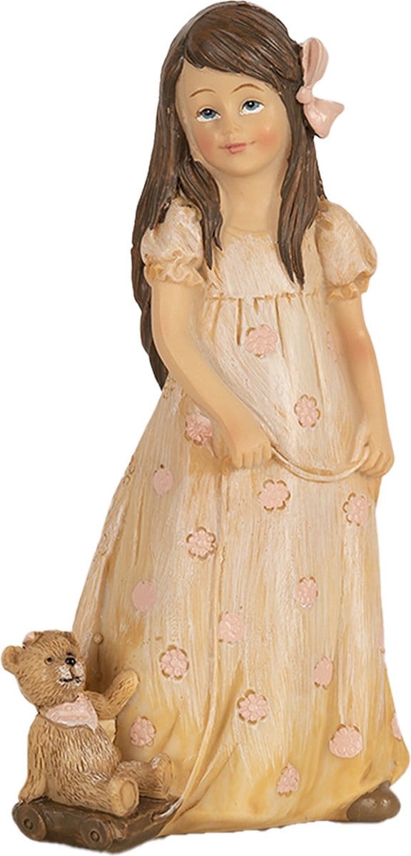 Clayre & Eef Beeld Meisje 15 cm Beige Polyresin