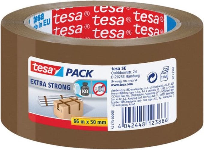 Verpakkingstape Tesa 50mmx66m bruin extra sterk PVC | 6 stuks