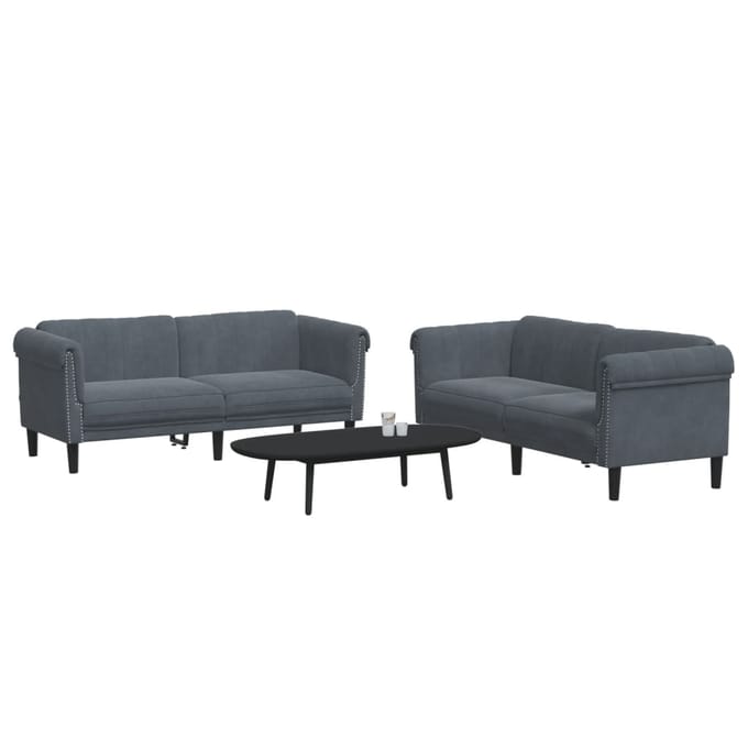 vidaXL - 2-delige - Loungeset - fluweel - donkergrijs