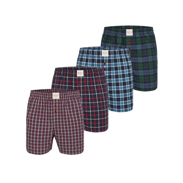 Phil & Co Heren Wijde Boxershorts Mulitpack 4-Pack Geruit - Maat M