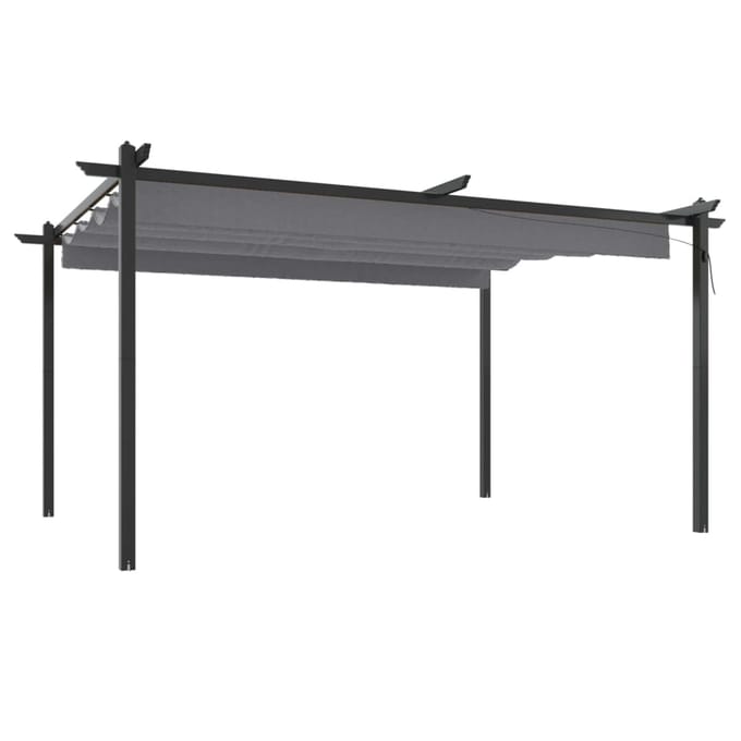 vidaXL - Tuinprieel - met - uittrekbaar - dak - 4x3 - m - antracietkleurig