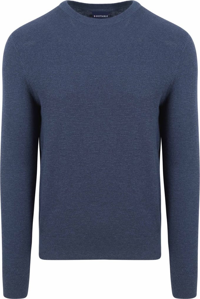Suitable Trui Structuur Petrol - Maat XXL - Heren - Sweater