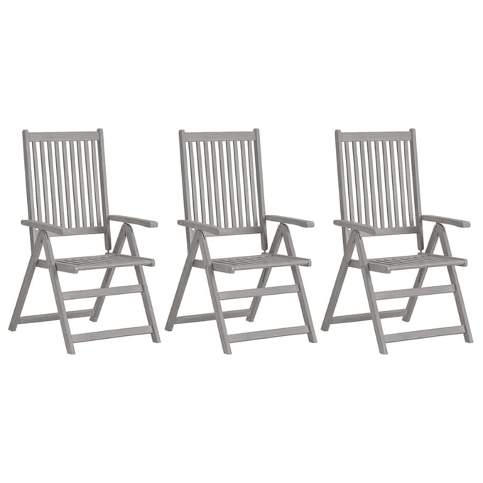 vidaXL - Tuinstoelen - verstelbaar - 3 - st - massief - acaciahout - grijs