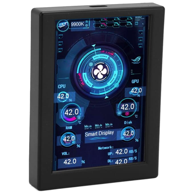 Computertemperatuurmonitor 3,5 inch IPS Type C Traploos dimmen Roterende Thema-editor PC CPU-gegevens zwart