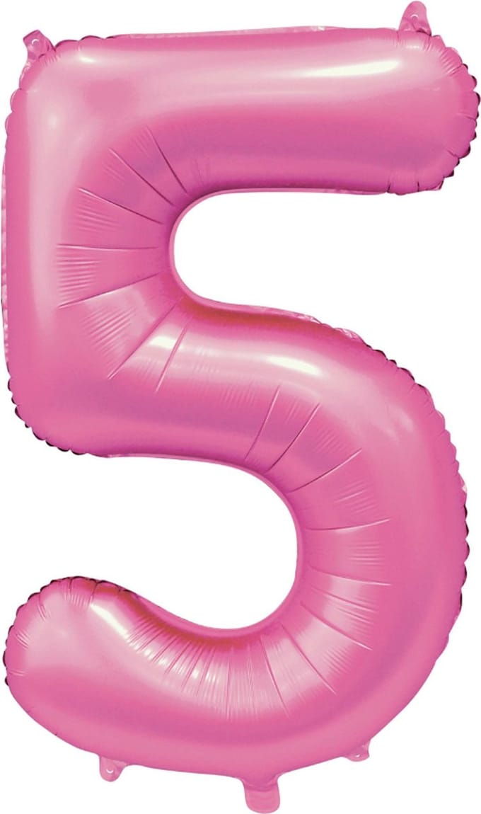 Folie Ballon Cijfer 5 Satin Roze XL 86 cm