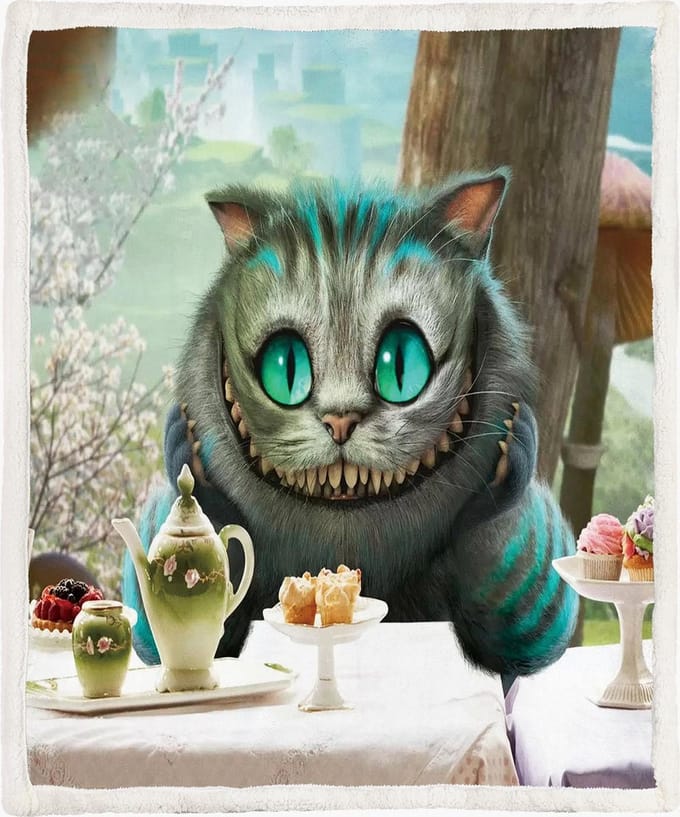 Fleece Deken Cheshire Cat Tea Time – 150 x 200 cm – Sherpa – Coloured House