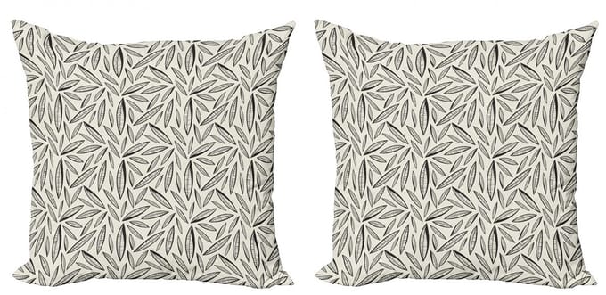 ABAKUHAUS Bladeren Kussenhoes Set – 2x40x40 cm – Dubbeldruk – Mikrofaser