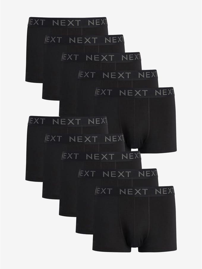 Next - Heren - Set van 10 katoenrijke hipsterboxershorts - Zwart