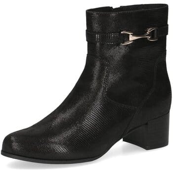 Caprice Leren Zwarte Dames Enkellaarzen - Zwart - 36