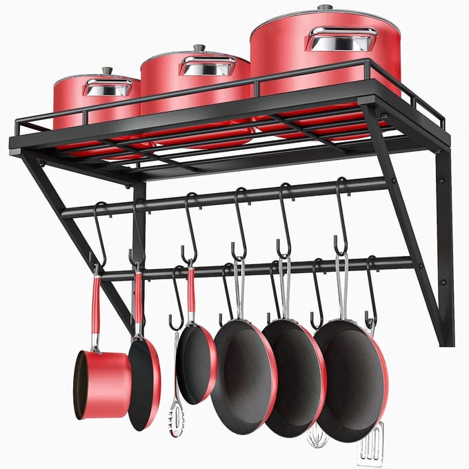 Unyqoos ® Multifunctioneel Keukenrek met Verstelbare Haken en Groot Opslagvermogen voor Diverse Ruimtes