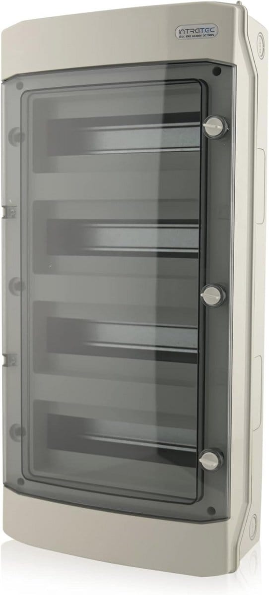 Waterdichte verdeelkast voor buiten - IP65, 4 Rijen, 48 Modules, Grijs