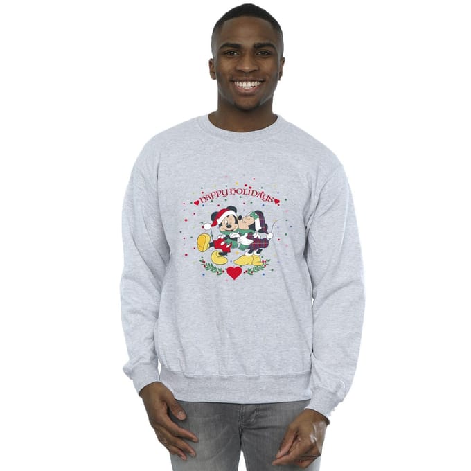 Disney Heren Mickey Mouse Mickey Minnie Kerstmis Sweatshirt (Sportgrijs)