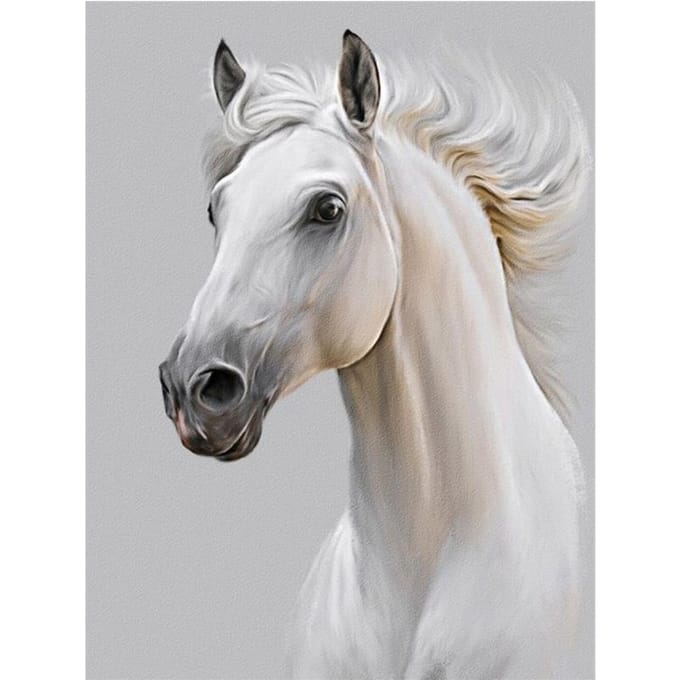 Peinture diamant thème cheval complet 5d, mosaïque d'animaux, broderie faite à la main 20X30CM gray