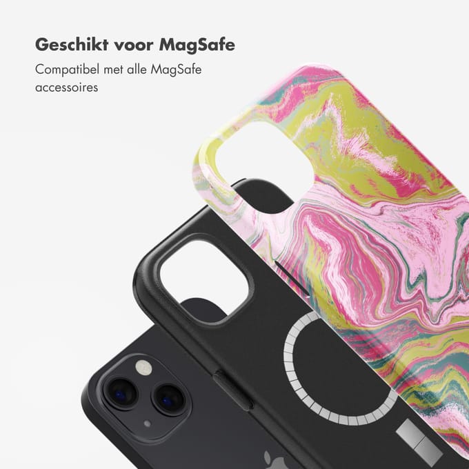 Selencia Vivid Backcover met MagSafe voor de Apple iPhone 13 - Marble Pink