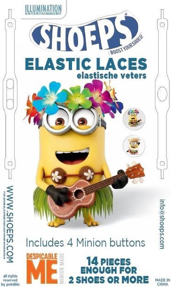 Shoeps elastische veters - Minion- Wit- 14 stuks