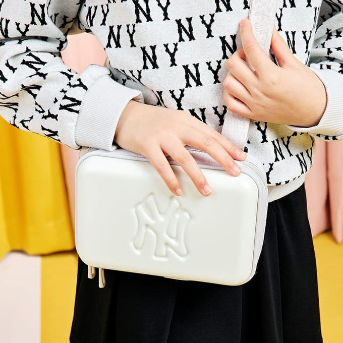 MLB NY Casual Effen Kleur Rits Camera Tas Dames Schoudertas Wit 7ACRM013N-50BGL White white