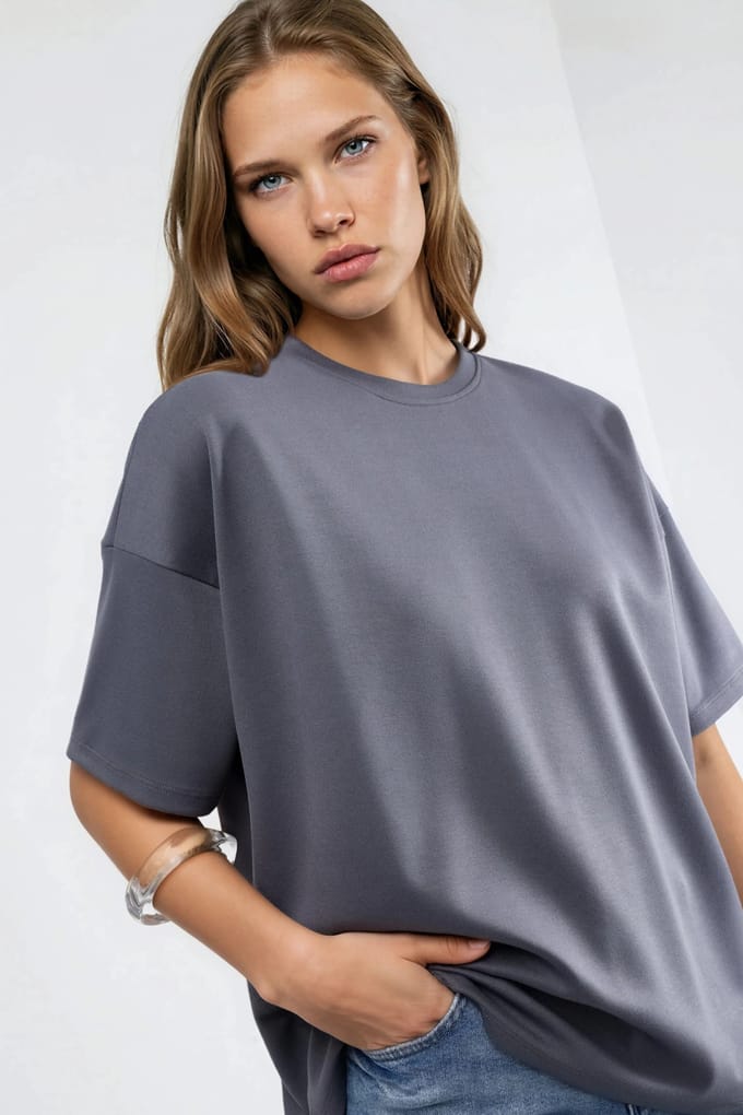 Oversized Crew Neck Modal Touch Gebreid T-shirt