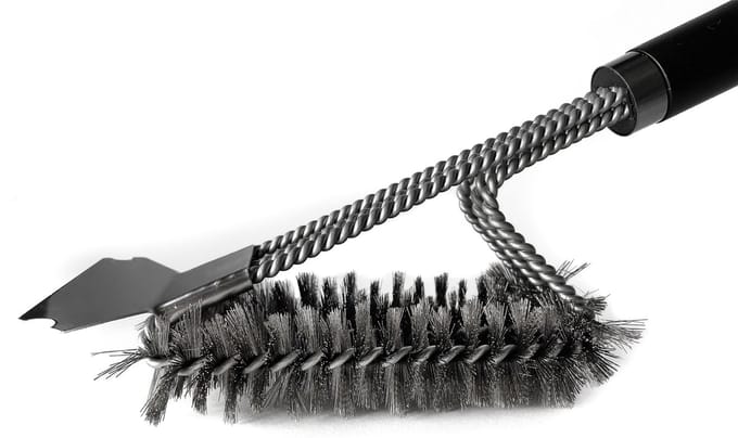 Baulk® - BBQ borstel - BBQ schraper - schoonmaakborstel - Staalborstel - RVS - met bewaarzak - zwart - modern