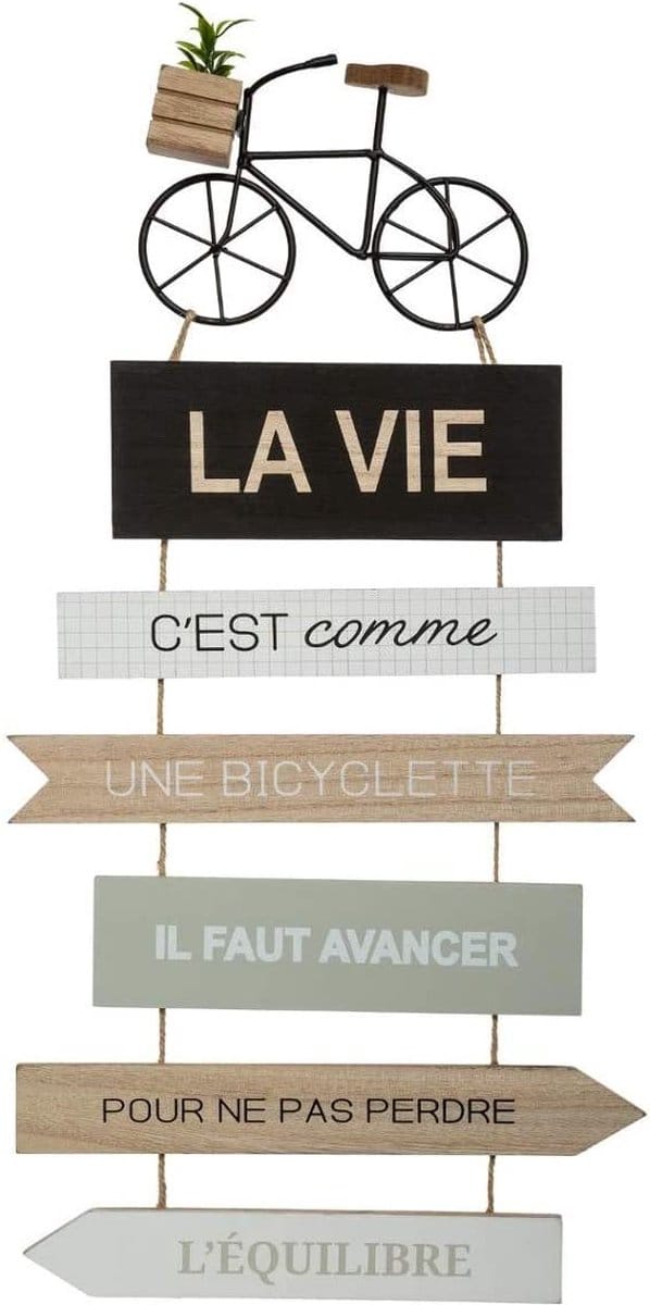 Wanddecoratie fiets van hout en metaal VÉLO