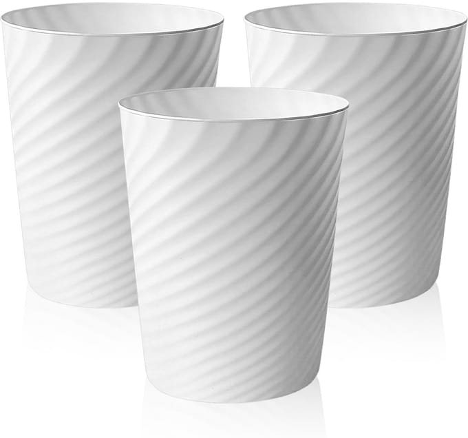 Set van 3 Kleine Rechthoekige Prullenbakken Zonder Deksel - Wit Plastic