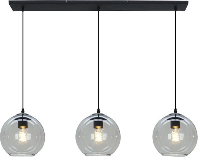 Olucia - GIADA - Hanglamp - Grijs / Zwart - 3L - Vorm: Rechthoek