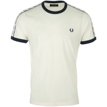 Fred Perry Taped Ringer regular fit T-shirt M6347 - korte mouw O-hals - Snow White - wit