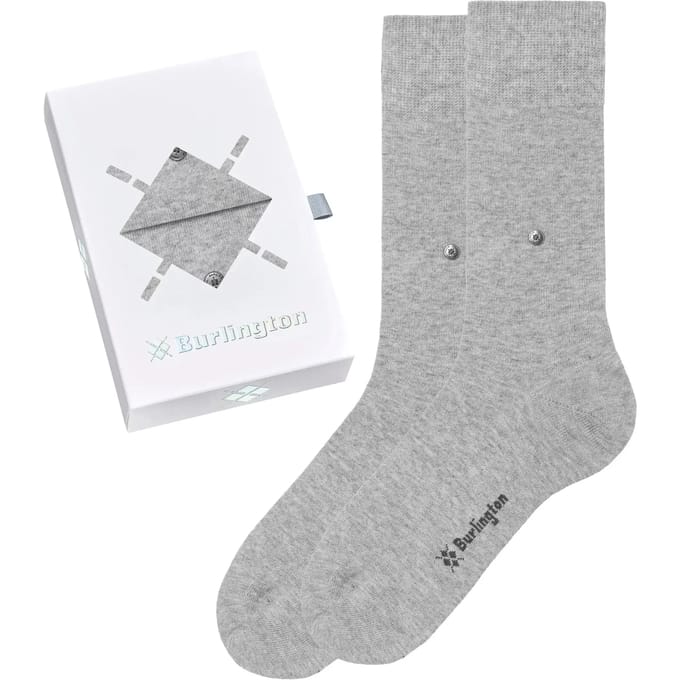 Burlington Basic Gift Box eenkleurig katoen multipack sokken heren grijs - maat 40-46
