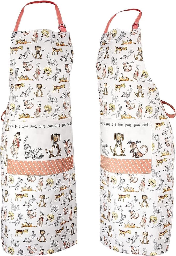 Omgoods - Katoenen Keukenschort met Grappige Honden Print