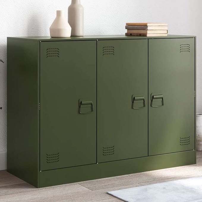 vidaXL - Dressoir - 99x39x73 - cm - staal - olijfgroen