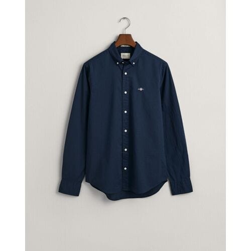 Overhemd Poplin Uni Slim Button Down Subtle GANT Shield Embroidery Marine / male