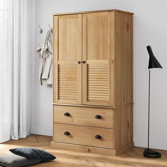 vidaXL - Kledingkast - VIGO - 90x55x170 - cm - massief - grenenhout