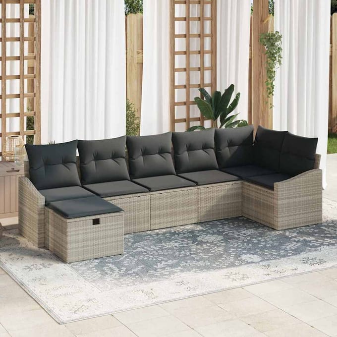 vidaXL - Bankstel - 8 - st - poly - rattan