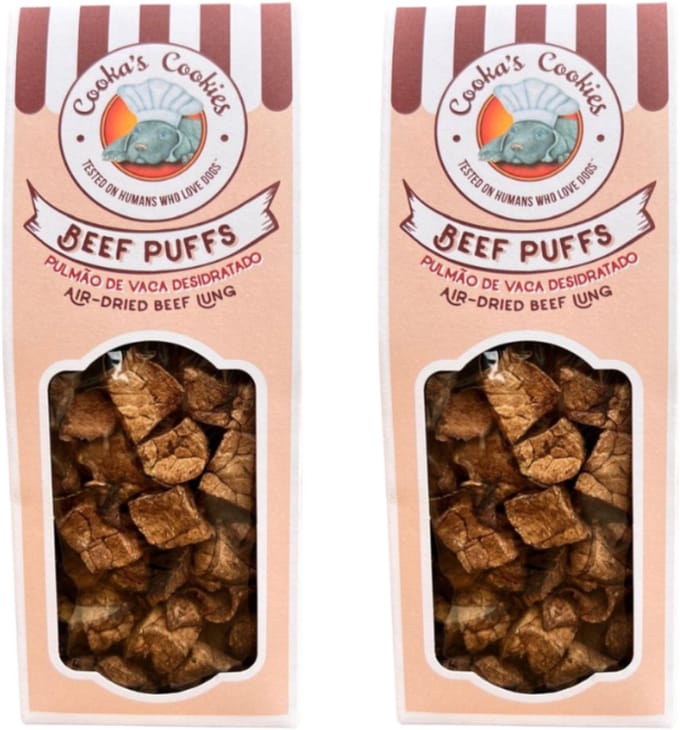 Cooka Cookie's- 100% natuurlijke hondensnacks - gedroogde runder longen - 2-PACK 140 g