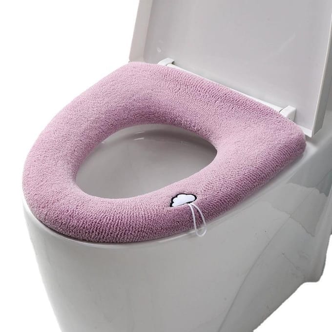 Housse de siège de toilette tissée, lavable, chaude et universelle, accessoires de salle de bain doux gray
