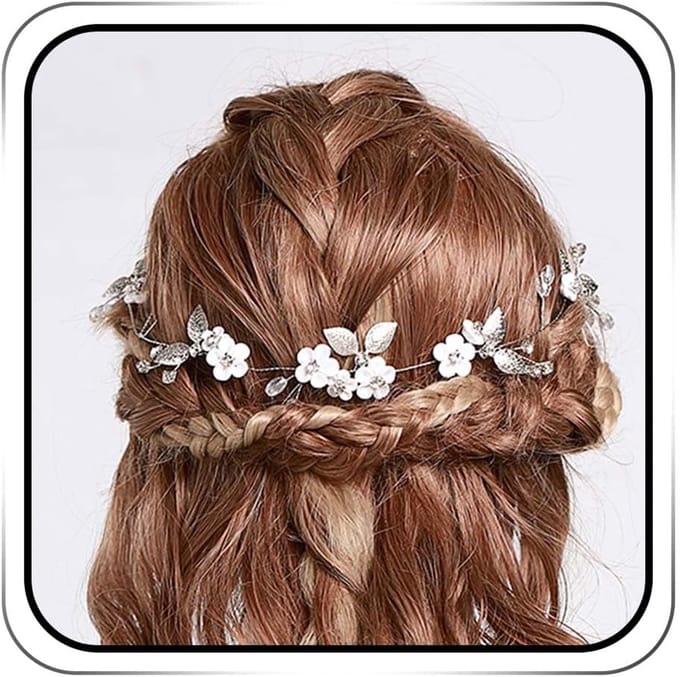 Prinses Bloem Kristal en Parel Hoofdband Bruids Accessoire Zilver Kleur