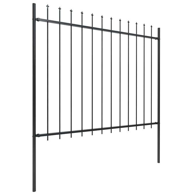 vidaXL - Tuinhek - met - speerpunt - staal - 838x150 - cm - zwart