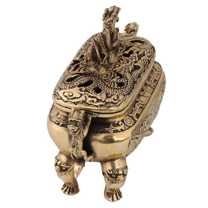 1 porte-encens en bronze antique et cuivre en forme de dragon chinois, décoration d'intérieur black
