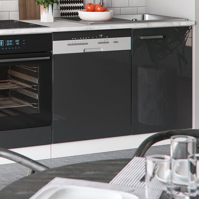 Vicco Optima Complete keukeneenheid – 270 cm zonder werkblad Antraciet hoogglans/wit