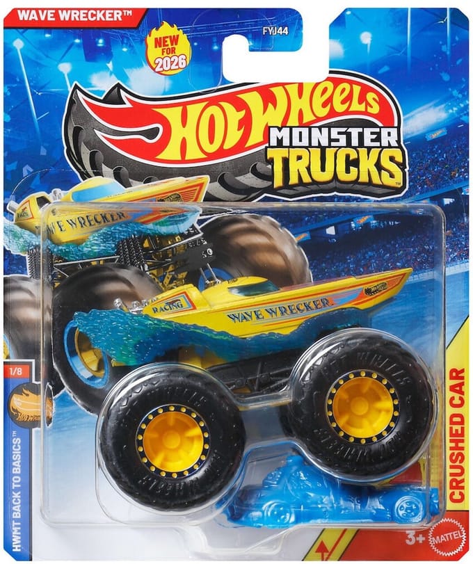 Hot wheels Monster Jam truck Wave Wrecker - monstertruck 9 cm schaal 1:64