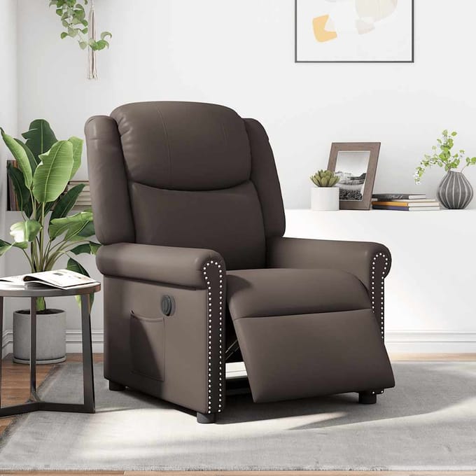 vidaXL - Fauteuil - elektrisch - verstelbaar - kunstleer - glanzend - bruin