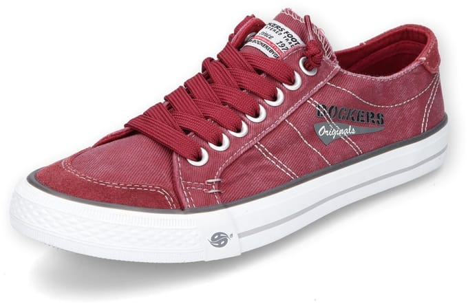 Dockers by Gerli Washed Canvas Heren Sneakers - donkerrood - EU41