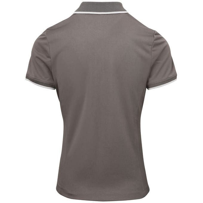 Premier Dames/dames Contrast Coolchecker Poloshirt (Donkergrijs/zilver)