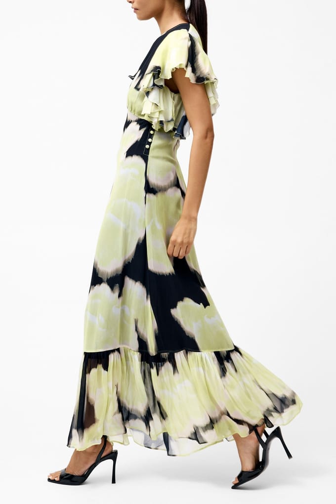 French Connection Natalie Emina Chiffon Maxi Drs Light Lime Green Mul Größe: 8 | Maxikleider Outlet | Damen | Grün