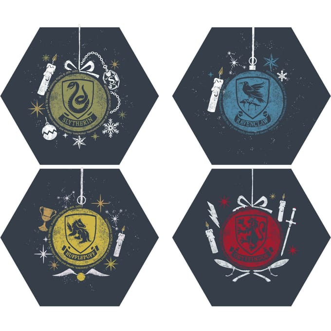 Harry Potter Hogwarts Houses Christmas Hexagonal Coaster Set