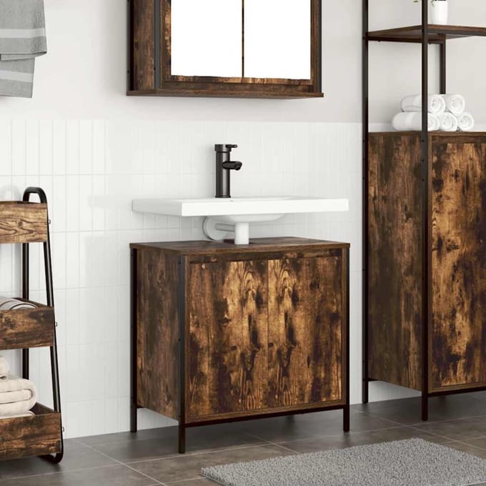 vidaXL - Badkamerkast - 60x34,5x60 - cm - gerookt - eikenkleurig