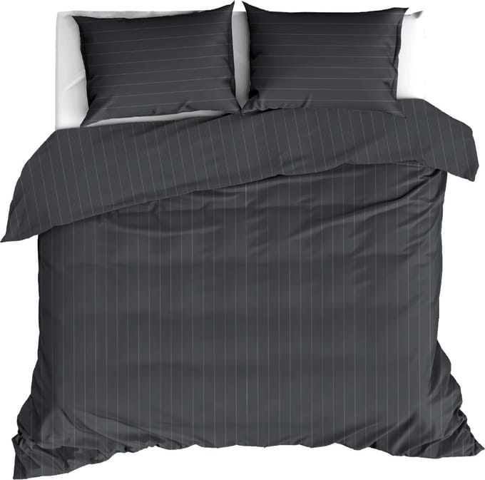 Livello Dekbedovertrek Pinstripe Anthracite Lits-jumeaux