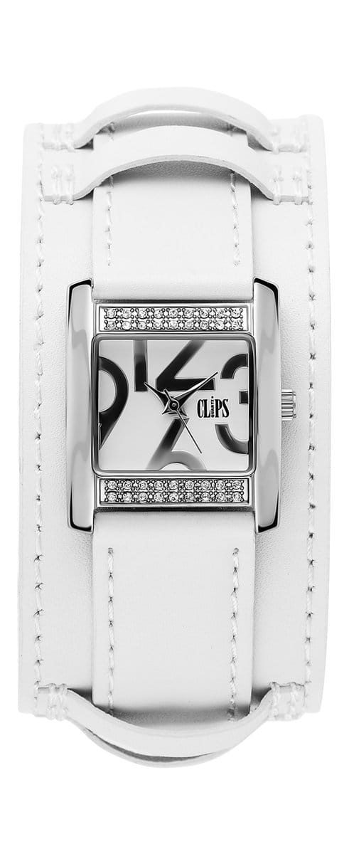 Clips 553-1007-11 Horloge - Leer - Wit - Ø 26 mm