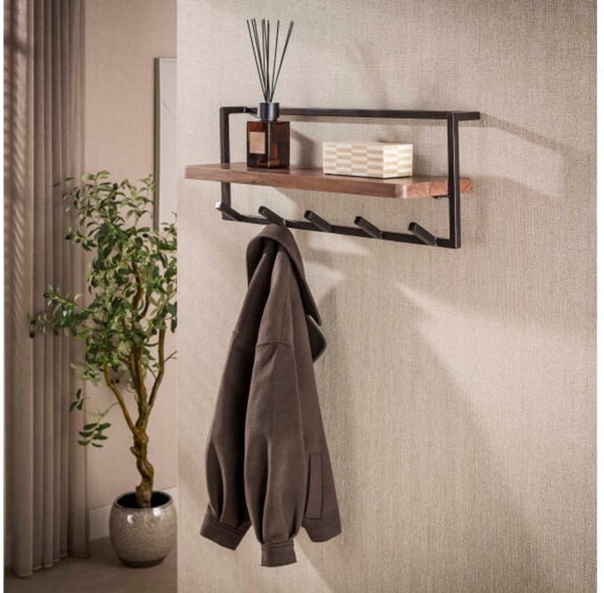 Kapstok Air Pure 6H - Massief acacia bruin - 85x25x32 cm