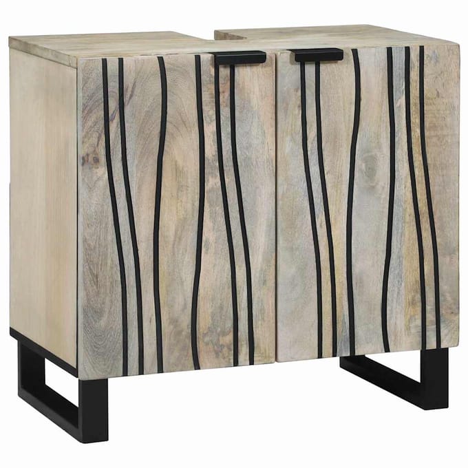vidaXL - Badkamerkast - set - 2 - st - Wit - Massief - Mango - Hout